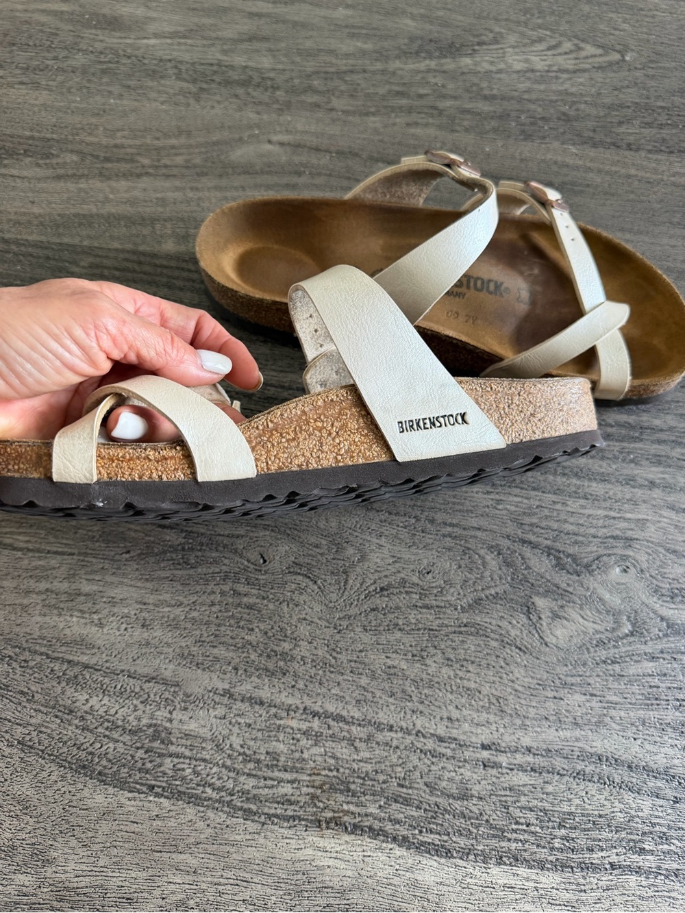 Birkenstock Beige Double-Buckle Cork Footbed Sandals - Picture 5 of 9